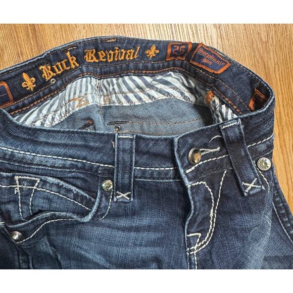Rock Revival Stephanie Boot Bootcut Jeans Size 25 Bling Embroidered EB - Picture 5 of 7